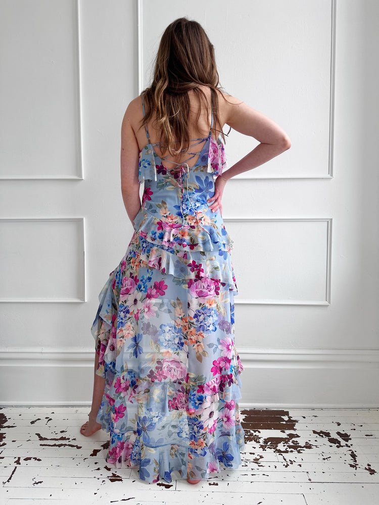 Ruffled Floral Dress w/ Lace Back - Spring Sweet