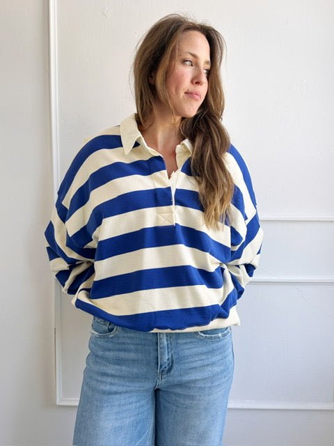 Rugby Stripe Sweatshirt - Spring Sweet