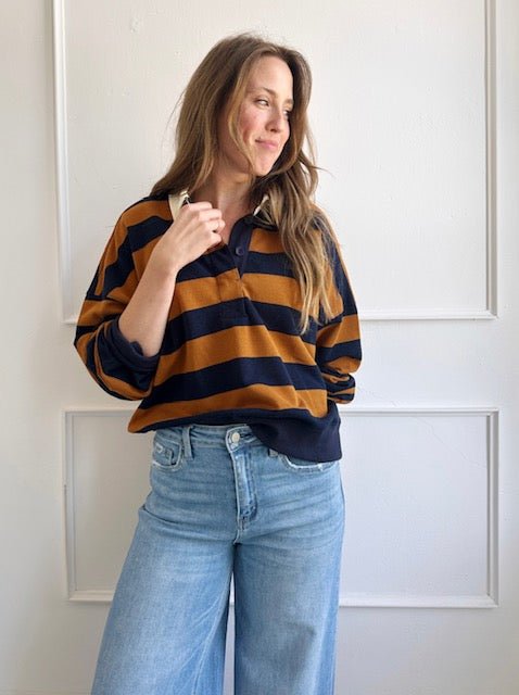 Rugby Stripe Sweatshirt - Spring Sweet