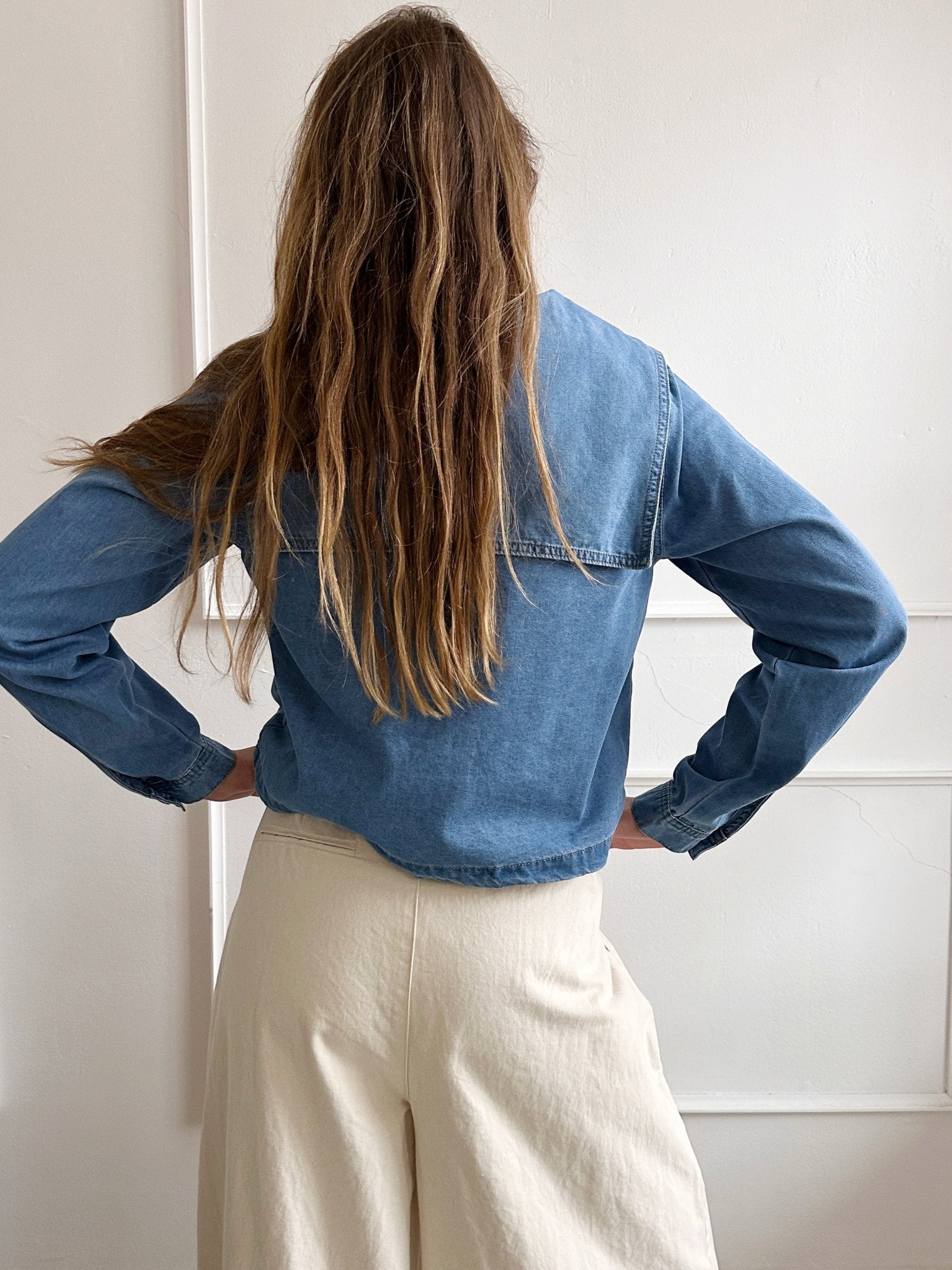 Sailor Collar Denim Shirt - Spring Sweet
