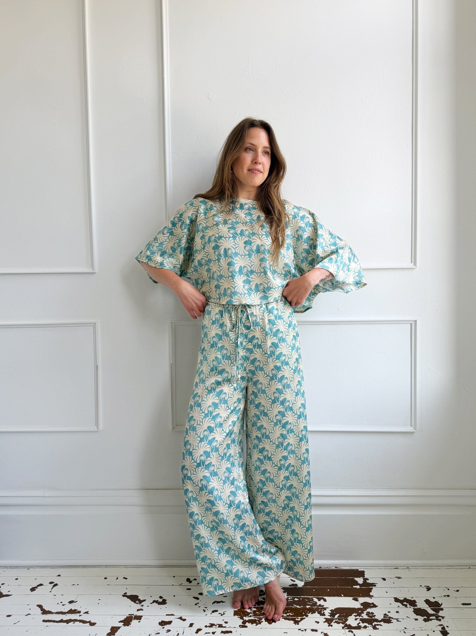 Satin Cabana Pants - Spring Sweet