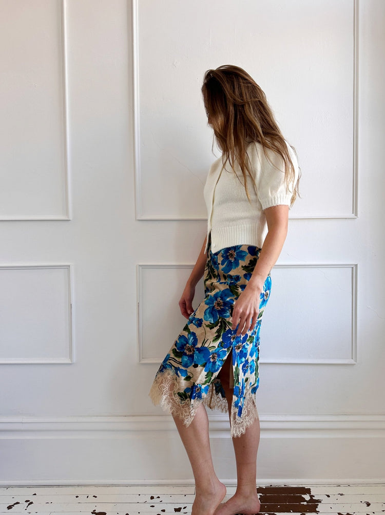 Satin Floral Skirt - Spring Sweet