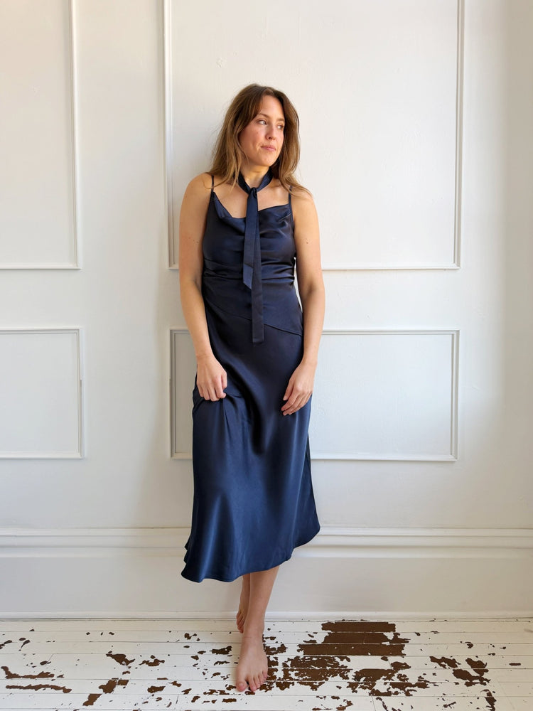 Satin Midi Dress w/ Scarf - Spring Sweet