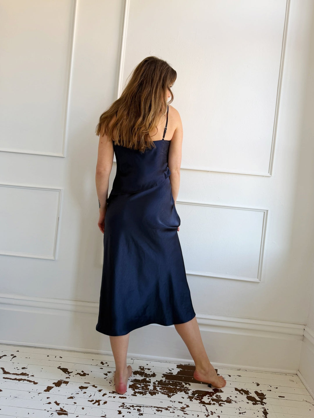 Satin Midi Dress w/ Scarf - Spring Sweet
