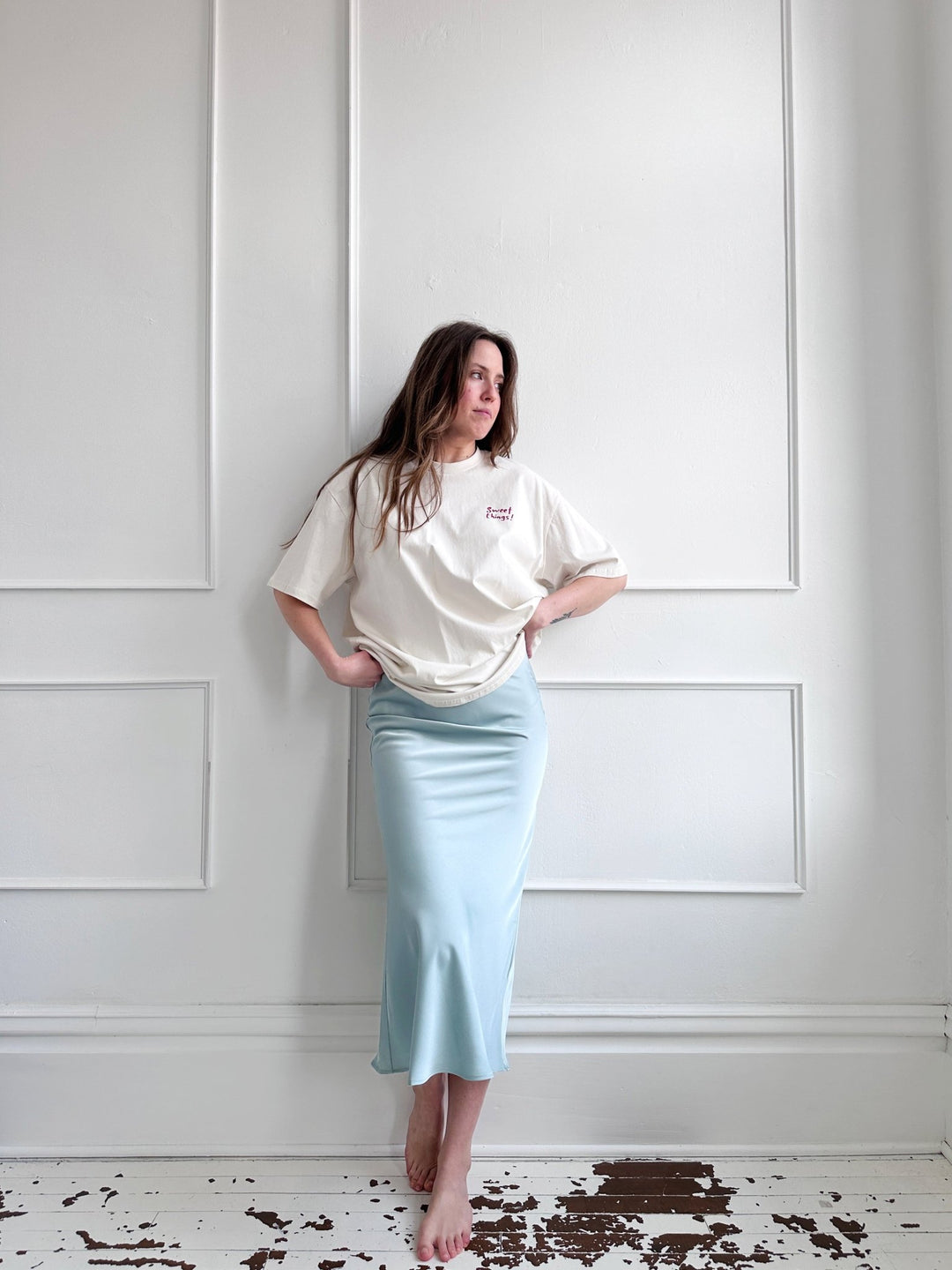 Satin Midi Skirt - Spring Sweet