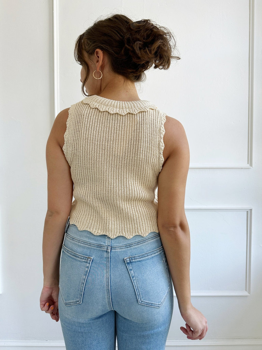 Scallop Edge Crop Knit Tank - Spring Sweet