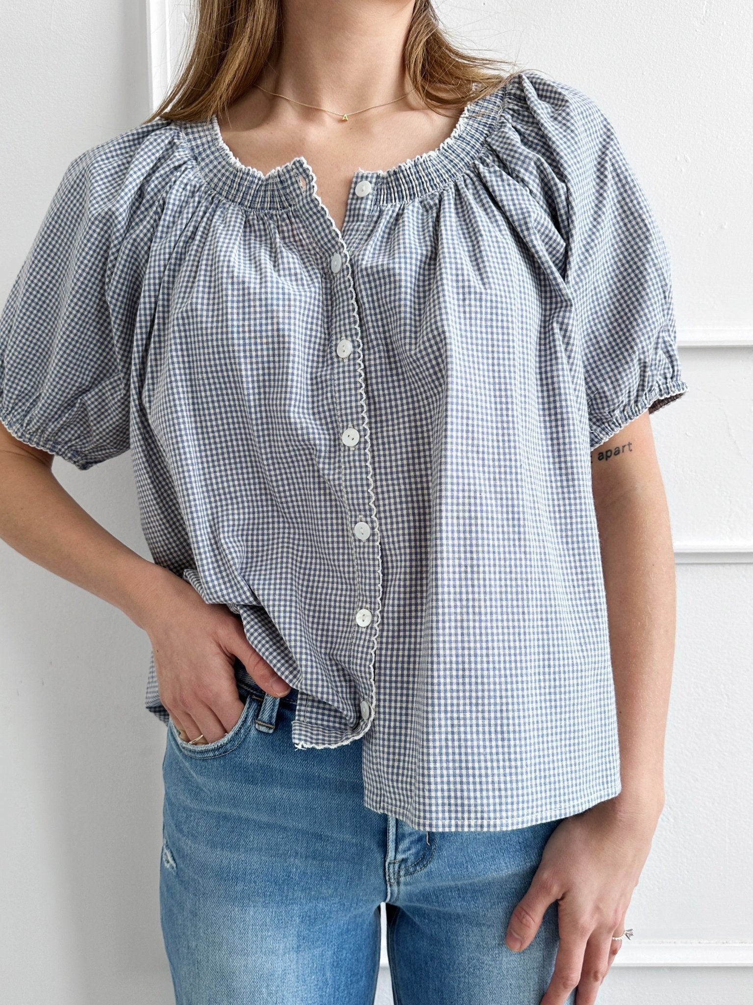 Scalloped Edge Gingham Top - Spring Sweet