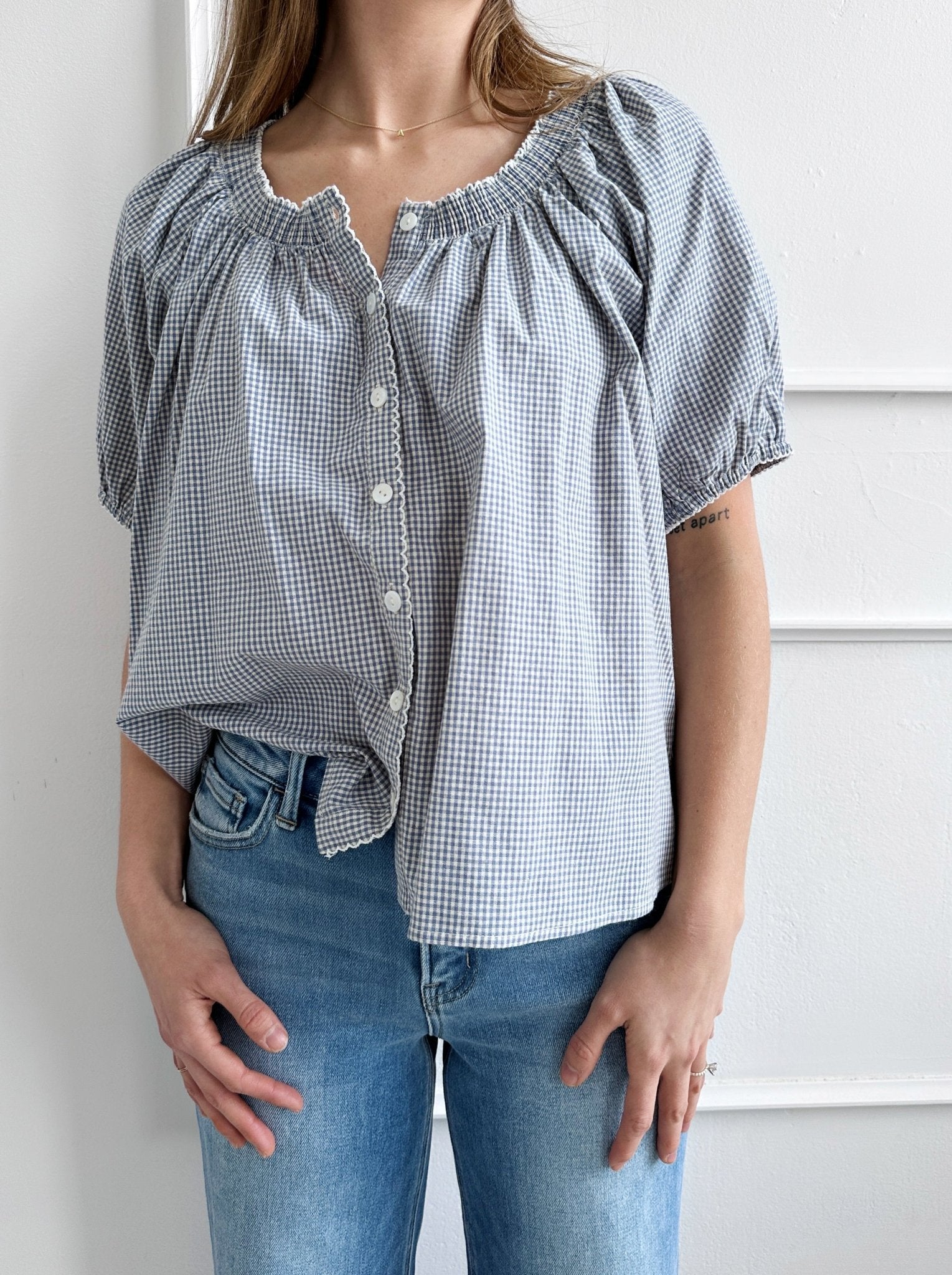 Scalloped Edge Gingham Top - Spring Sweet