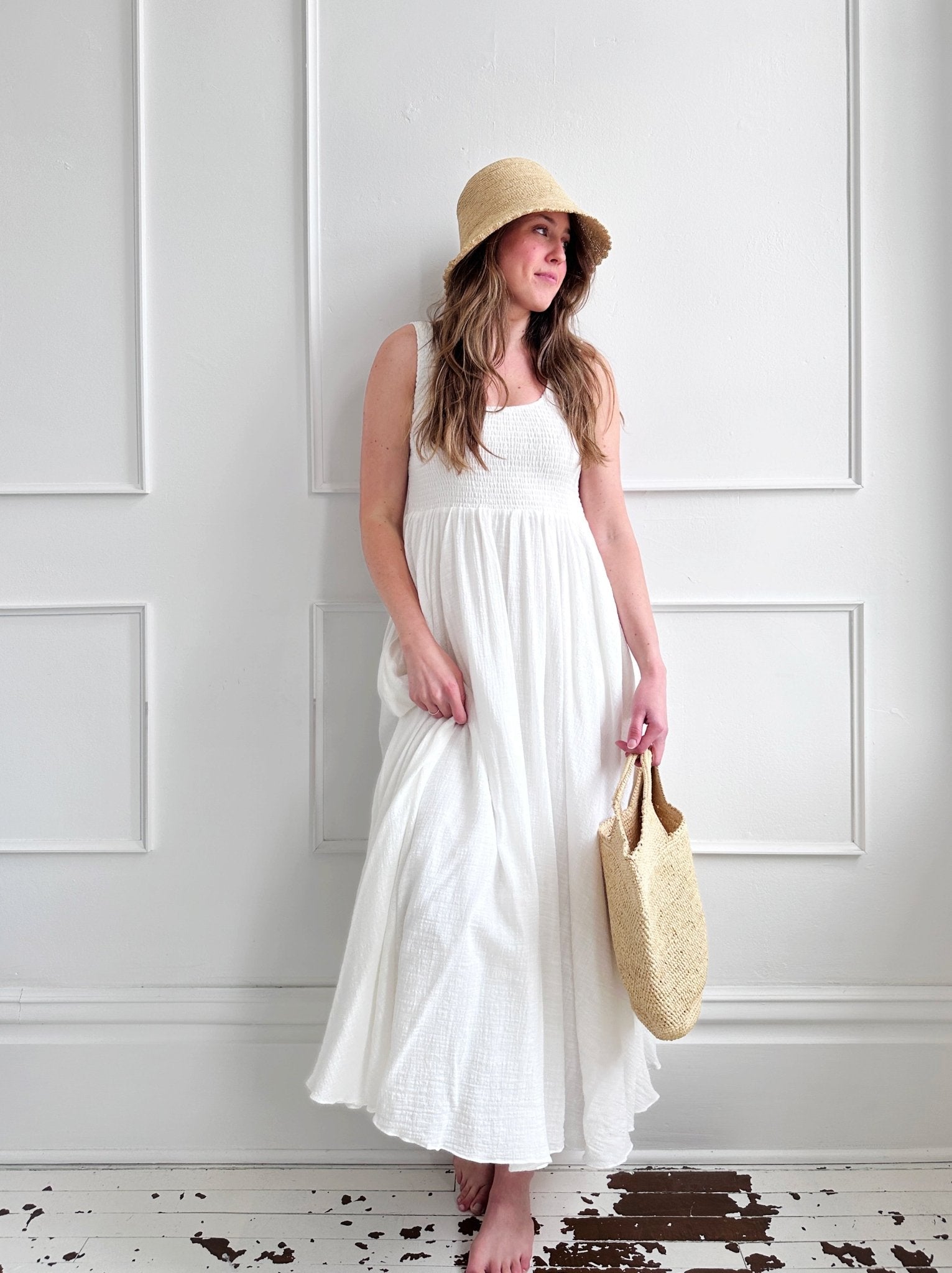 Scoop Neck Cotton Maxi Dress - Spring Sweet