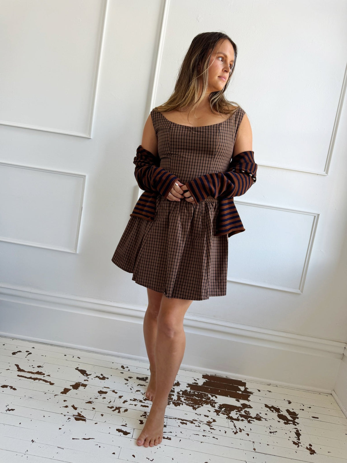 Scoop Neck Plaid Mini Dress - Spring Sweet