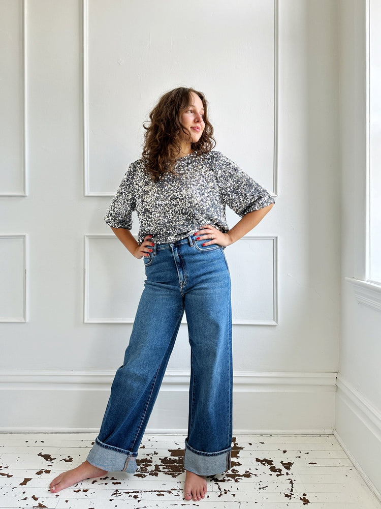 Short Sleeve Sequins Top - Spring Sweet