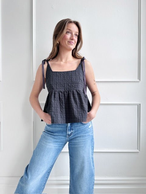 Shoulder Tie Peplum Top - Spring Sweet