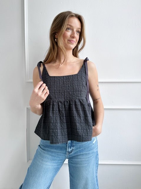 Shoulder Tie Peplum Top - Spring Sweet