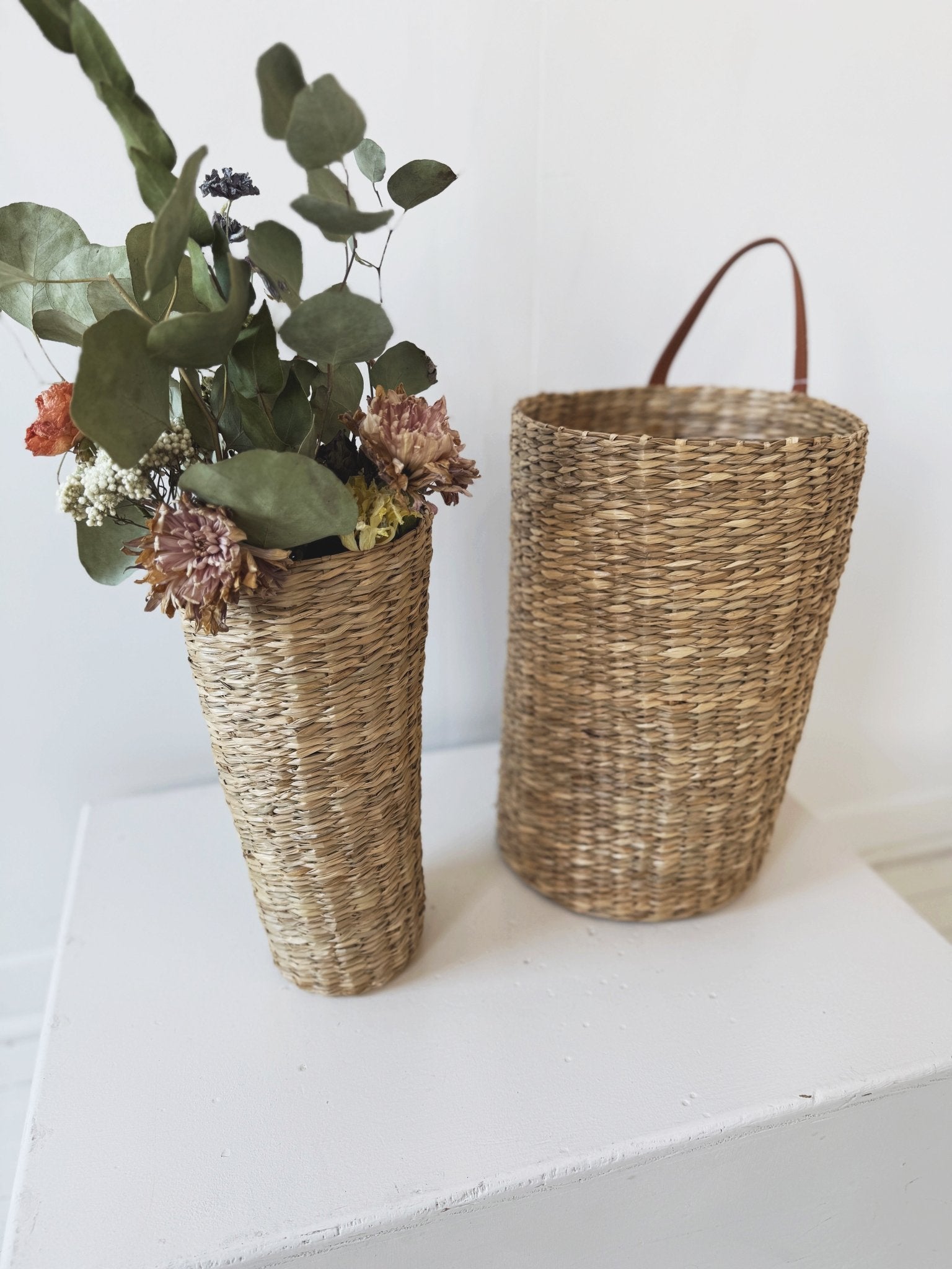 Skinny Woven Basket w/ Handle - Spring Sweet