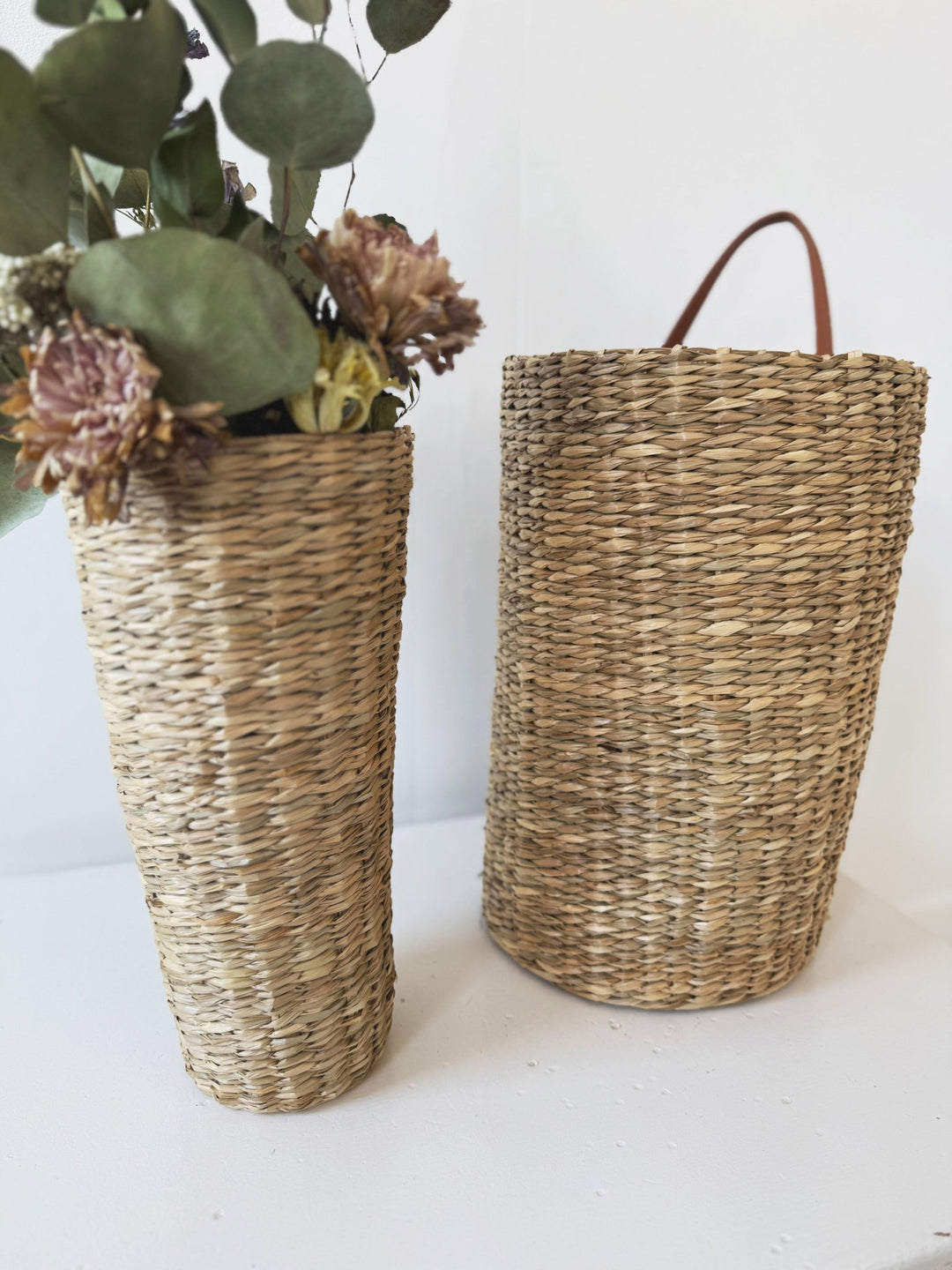 Skinny Woven Basket w/ Handle - Spring Sweet