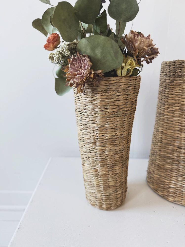 Skinny Woven Basket w/ Handle - Spring Sweet