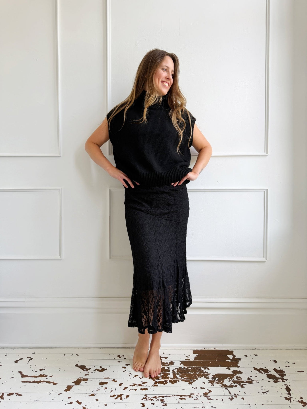 Sleeveless Turtleneck Boxy Sweater - Spring Sweet