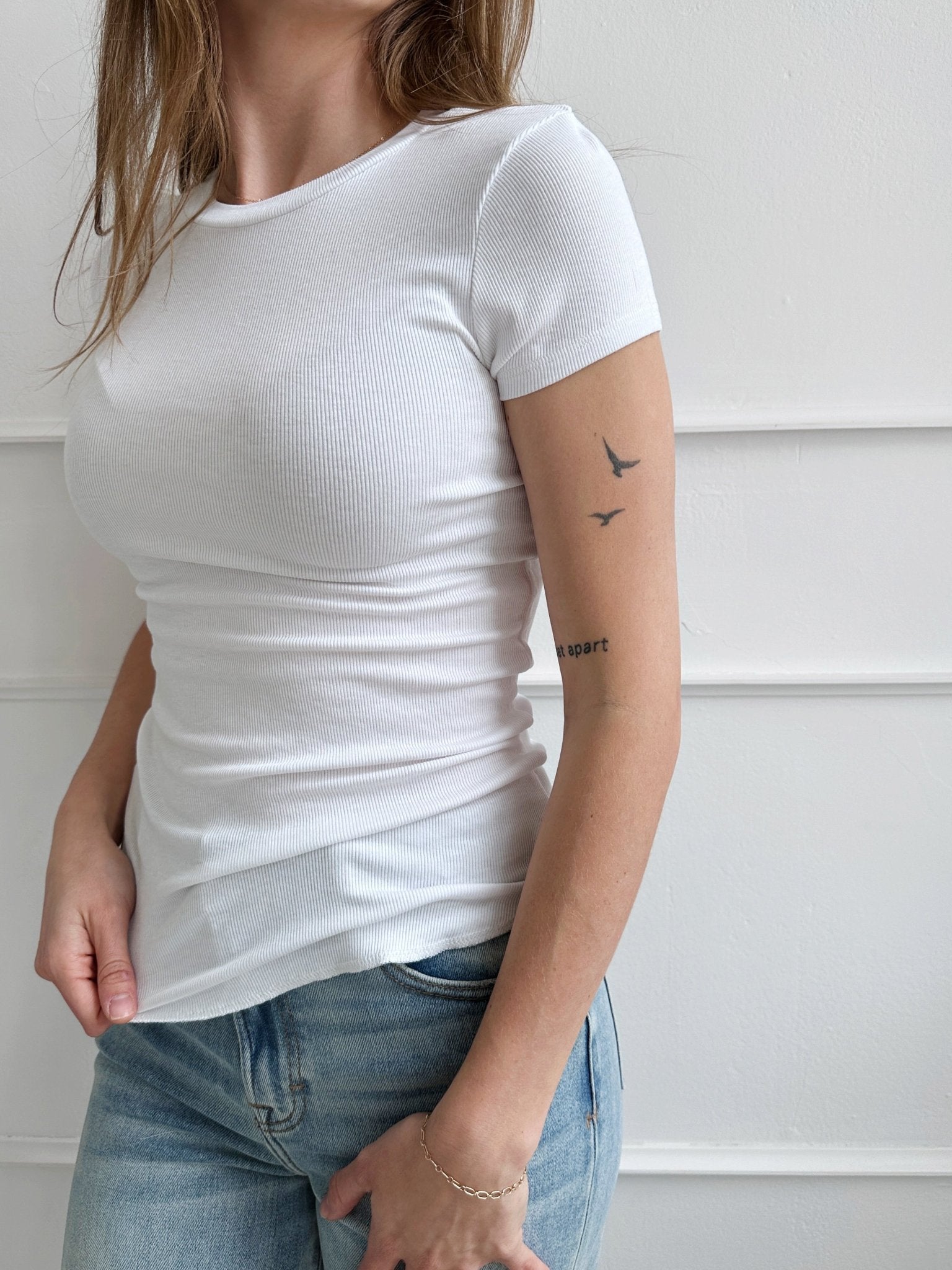 Slinky Ribbed Tee - Spring Sweet