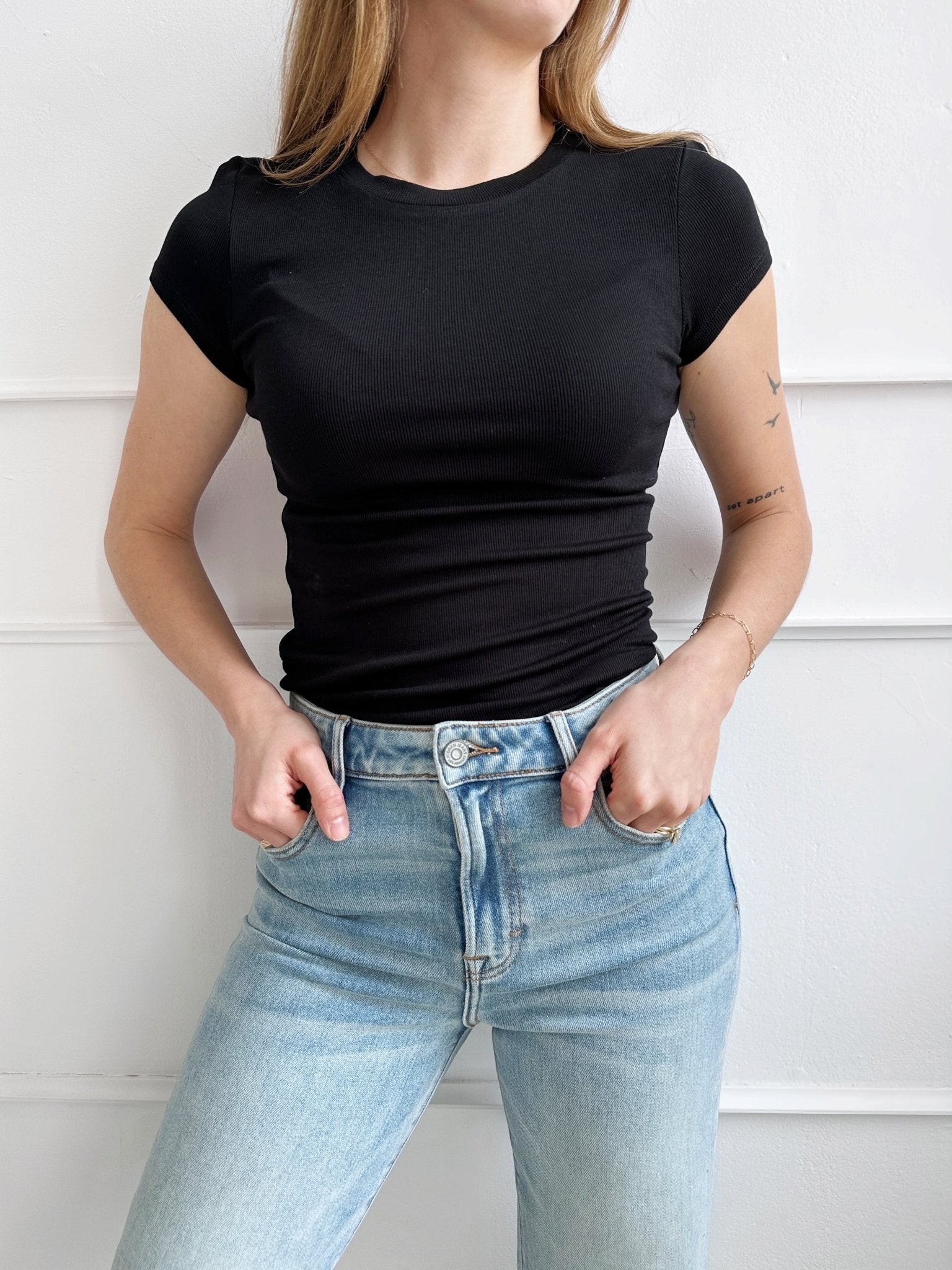 Slinky Ribbed Tee - Spring Sweet