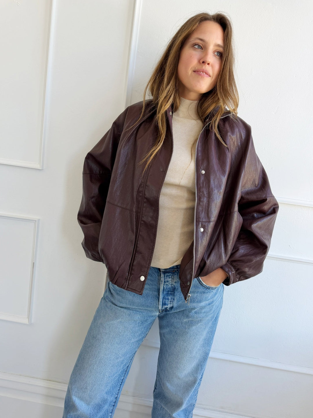 Slouchy Funnel Neck Jacket - Spring Sweet