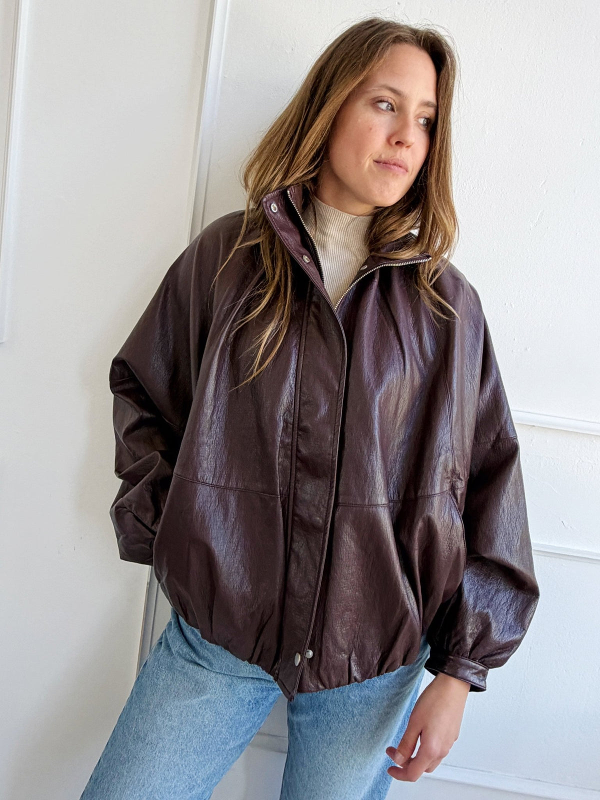 Slouchy Funnel Neck Jacket - Spring Sweet