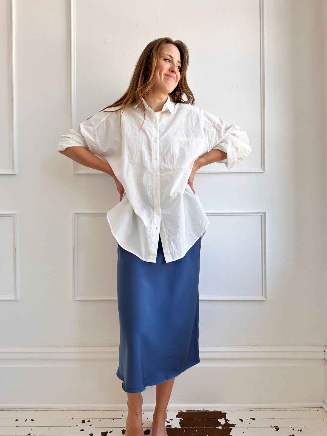 Soft Satin Midi Skirt - Spring Sweet