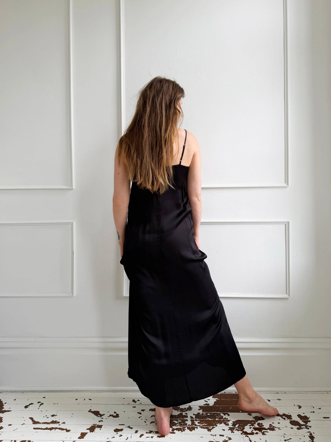 Spaghetti Strap Satin Maxi Dress - Spring Sweet