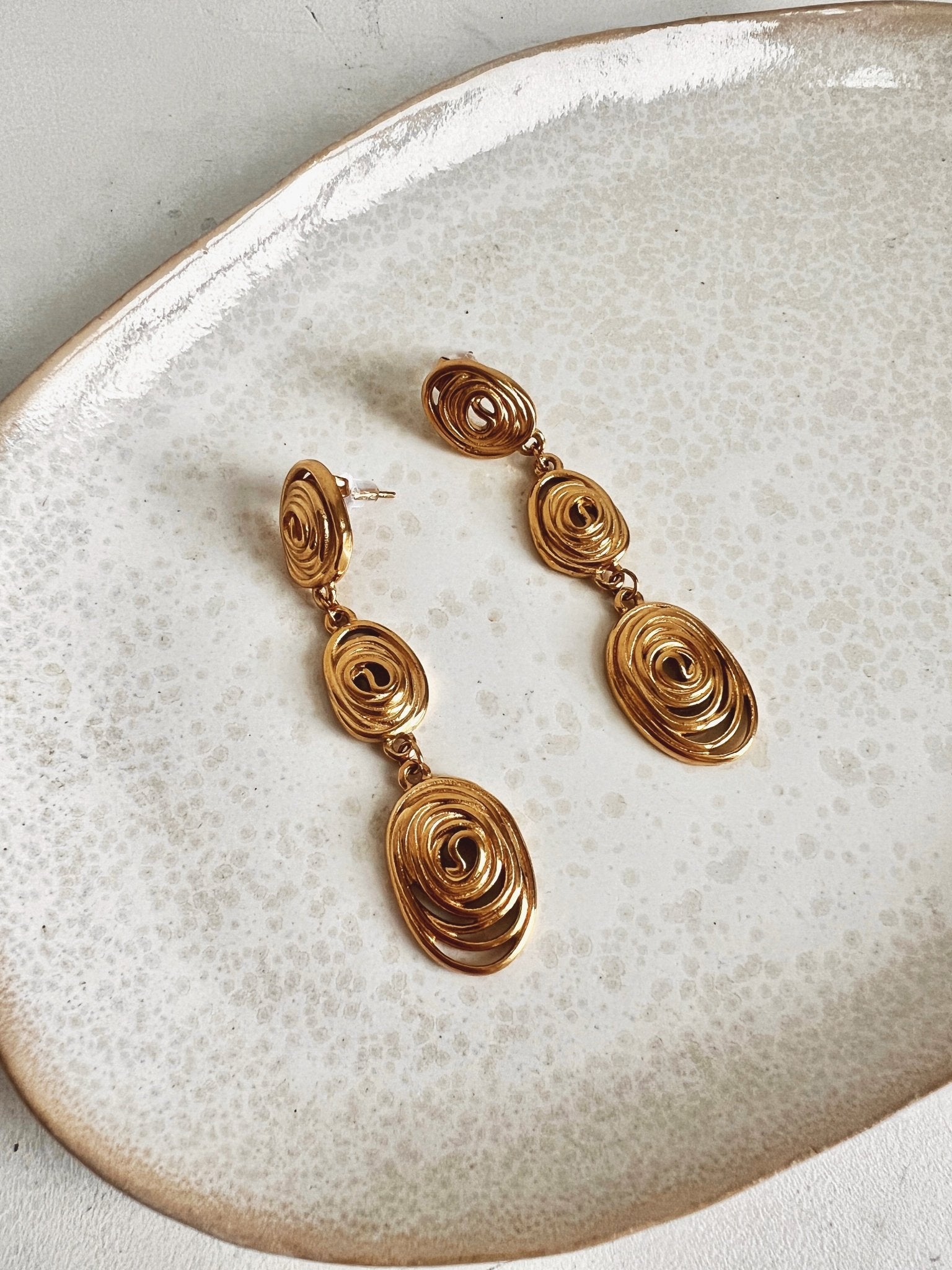 Spiral Drop Earrings, Gold plated - Spring Sweet