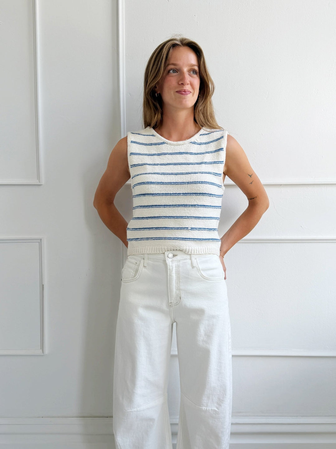 Square Back Sweater Tank - Spring Sweet