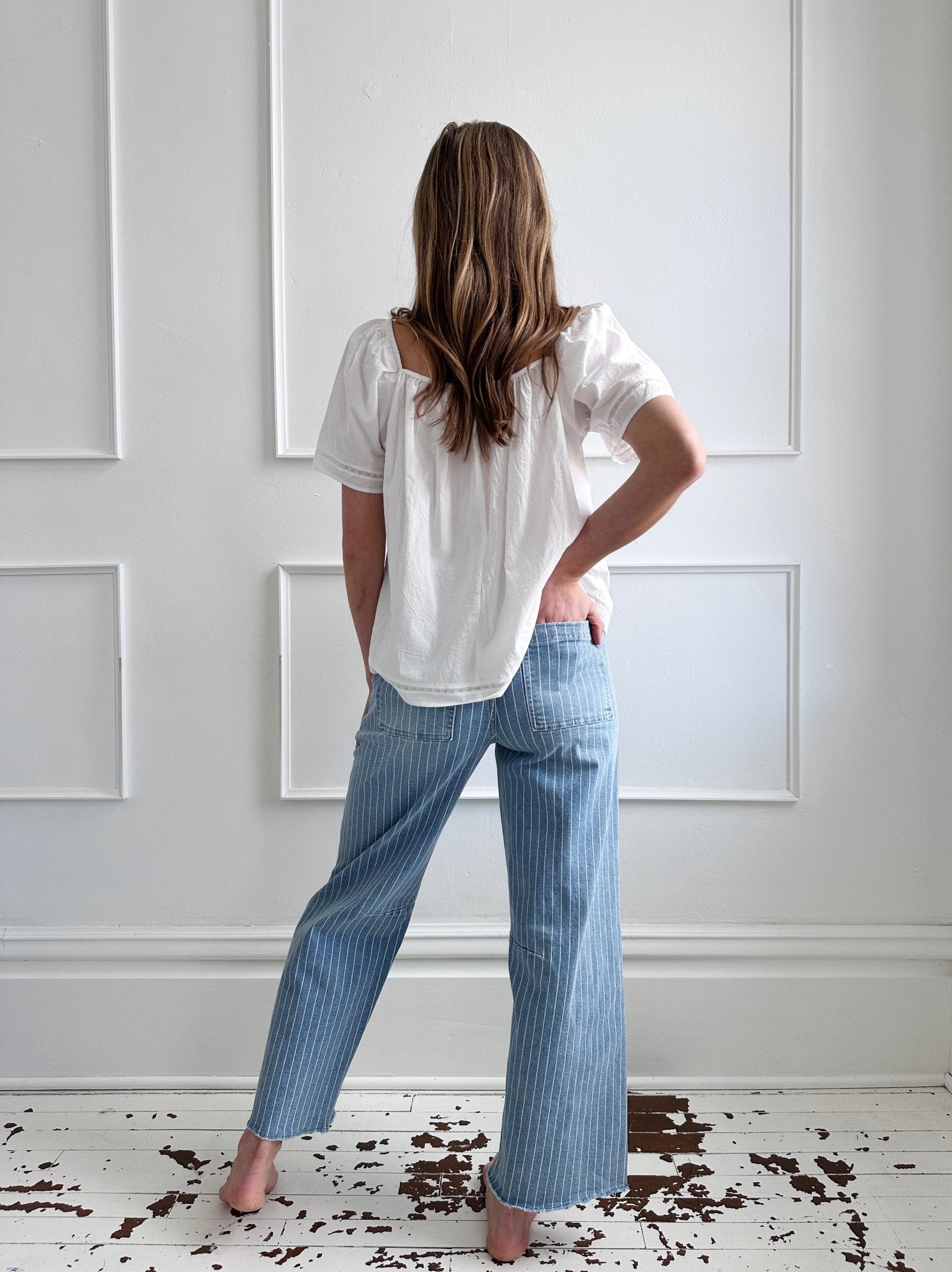 Square Neck Pintuck Blouse - Spring Sweet