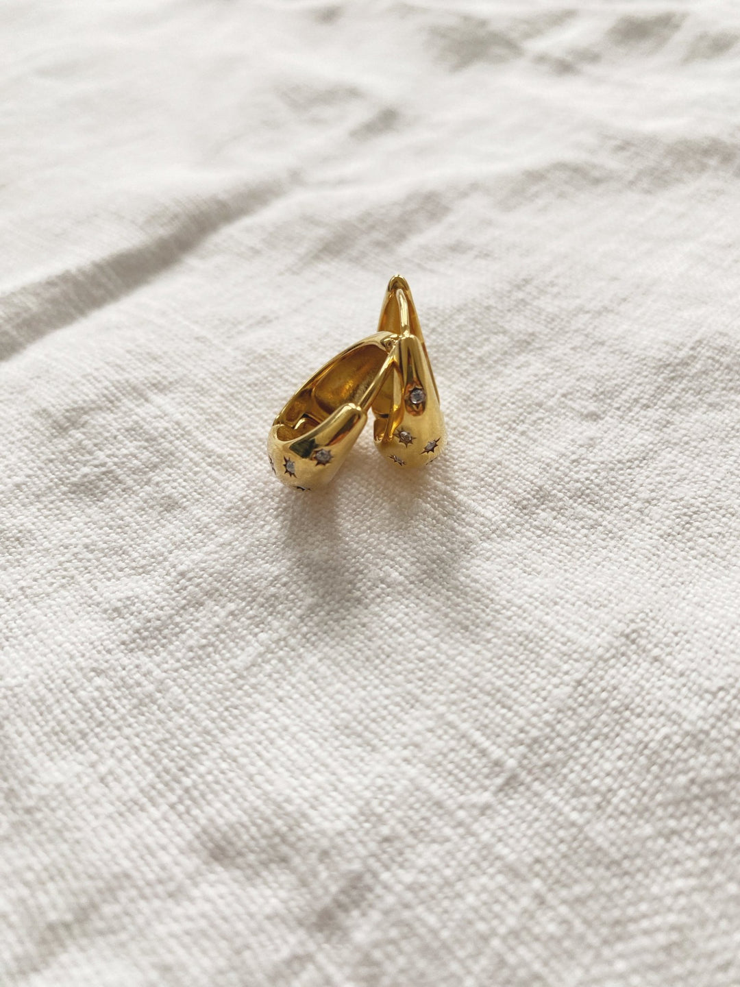 Star Hoop Earring, Gold Plated - Non - Tarnish - Spring Sweet