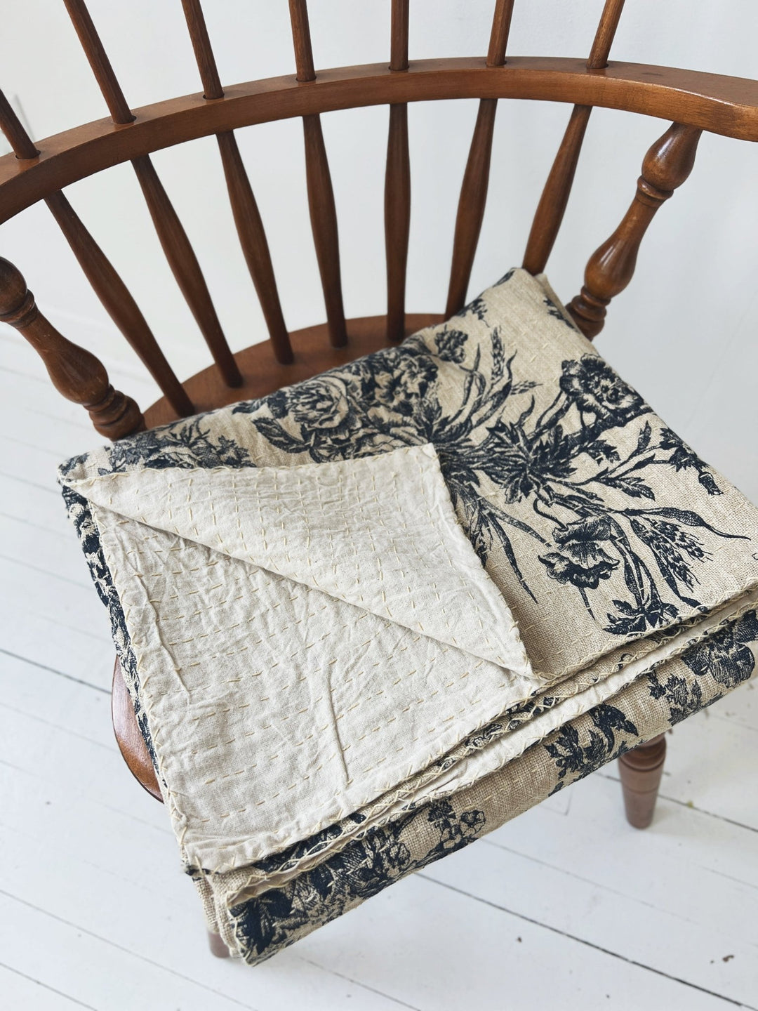 Stitched Throw w/ Toile Pattern - Spring Sweet