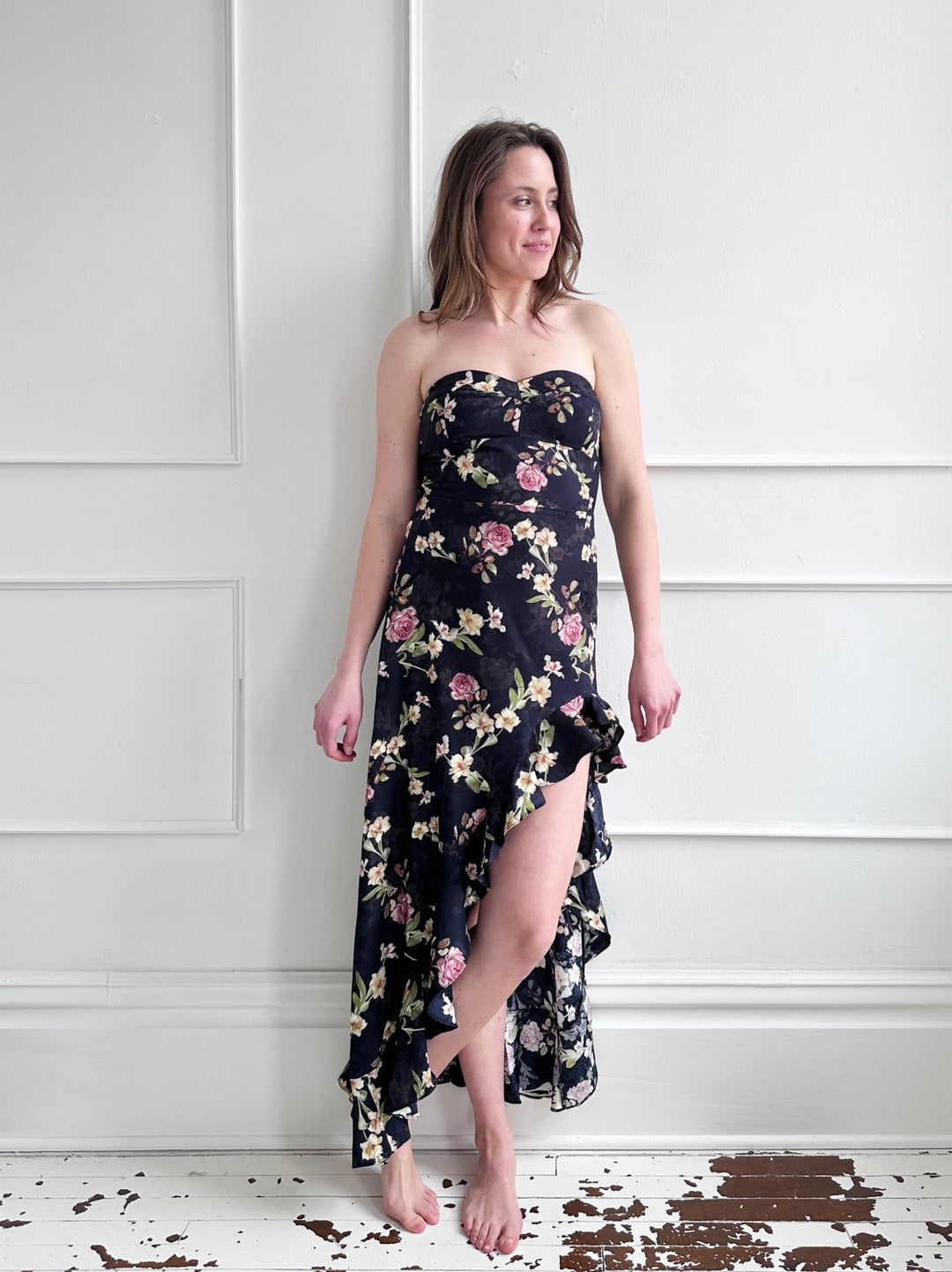 Strapless Dress w/ High Low Slit - Spring Sweet
