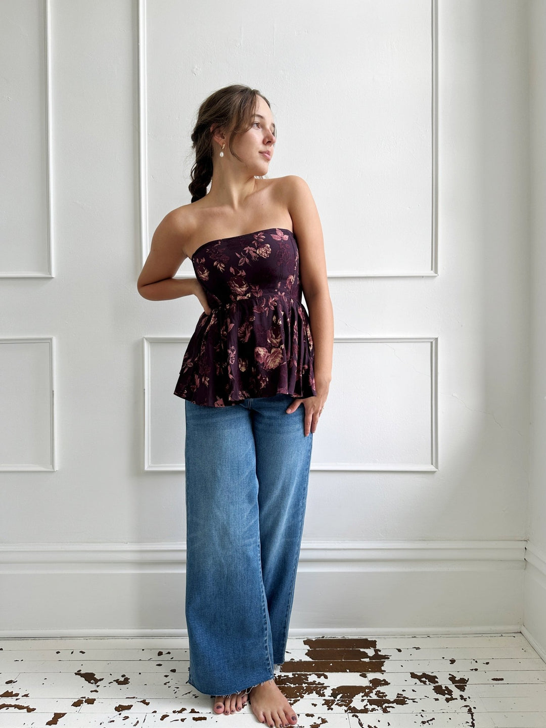 Strapless Floral Peplum Top - Spring Sweet