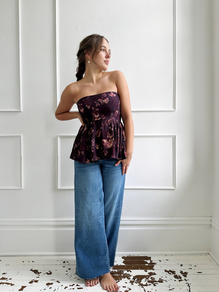 Strapless Floral Peplum Top - Spring Sweet