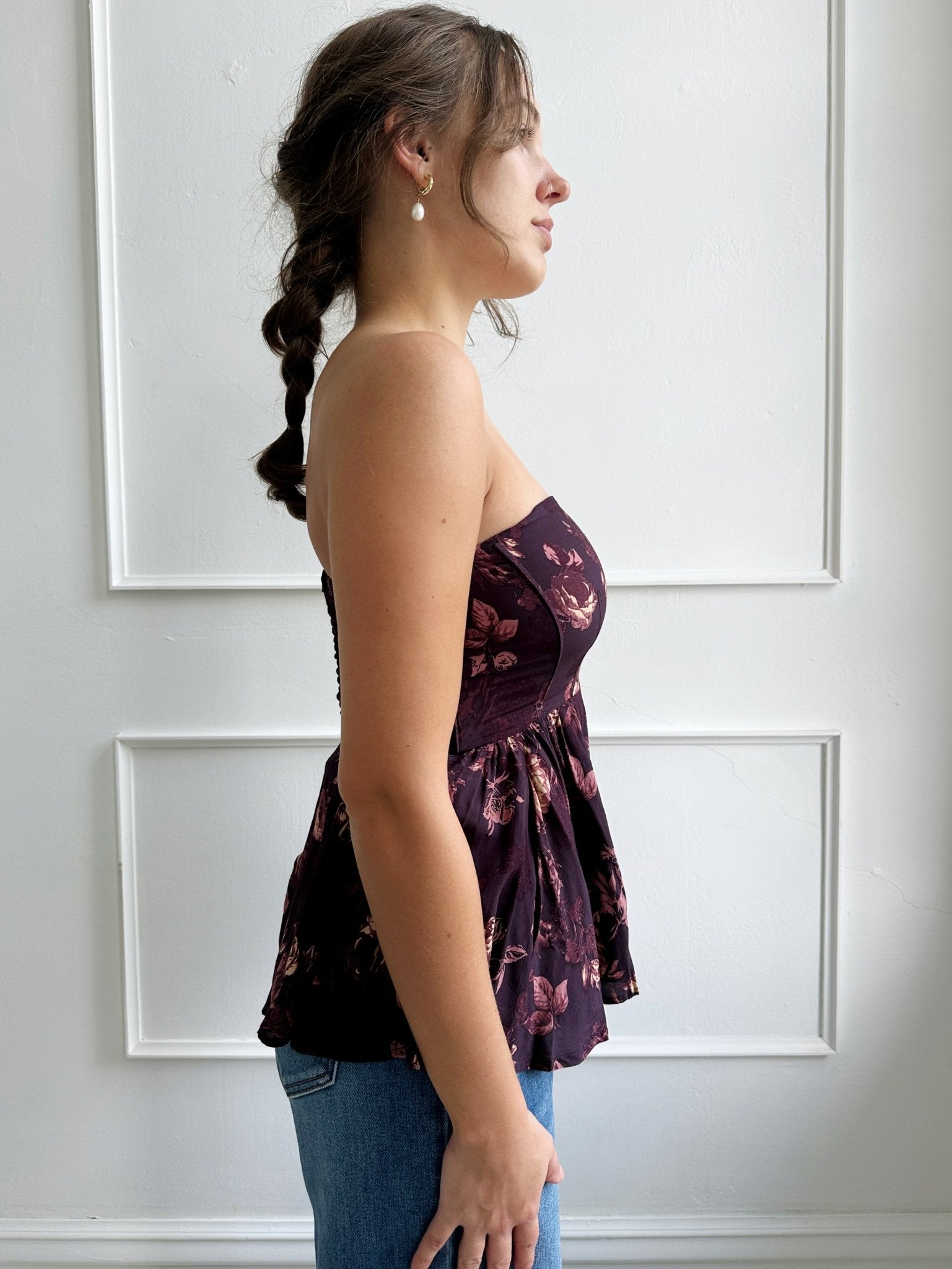 Strapless Floral Peplum Top - Spring Sweet