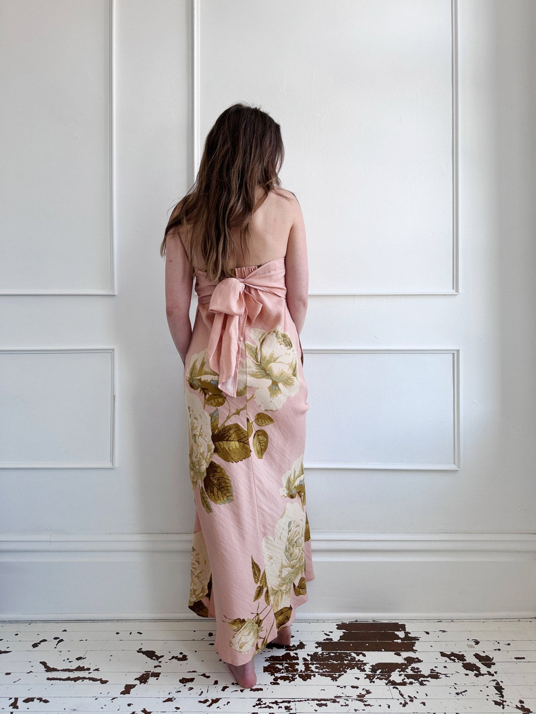 Strapless Maxi Dress w/ Bow Back Medium / Rose Garden