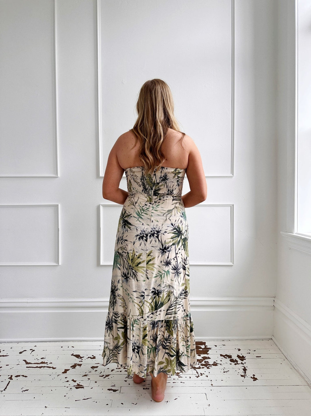 Strapless Midi w/Ruffle Hem - Spring Sweet