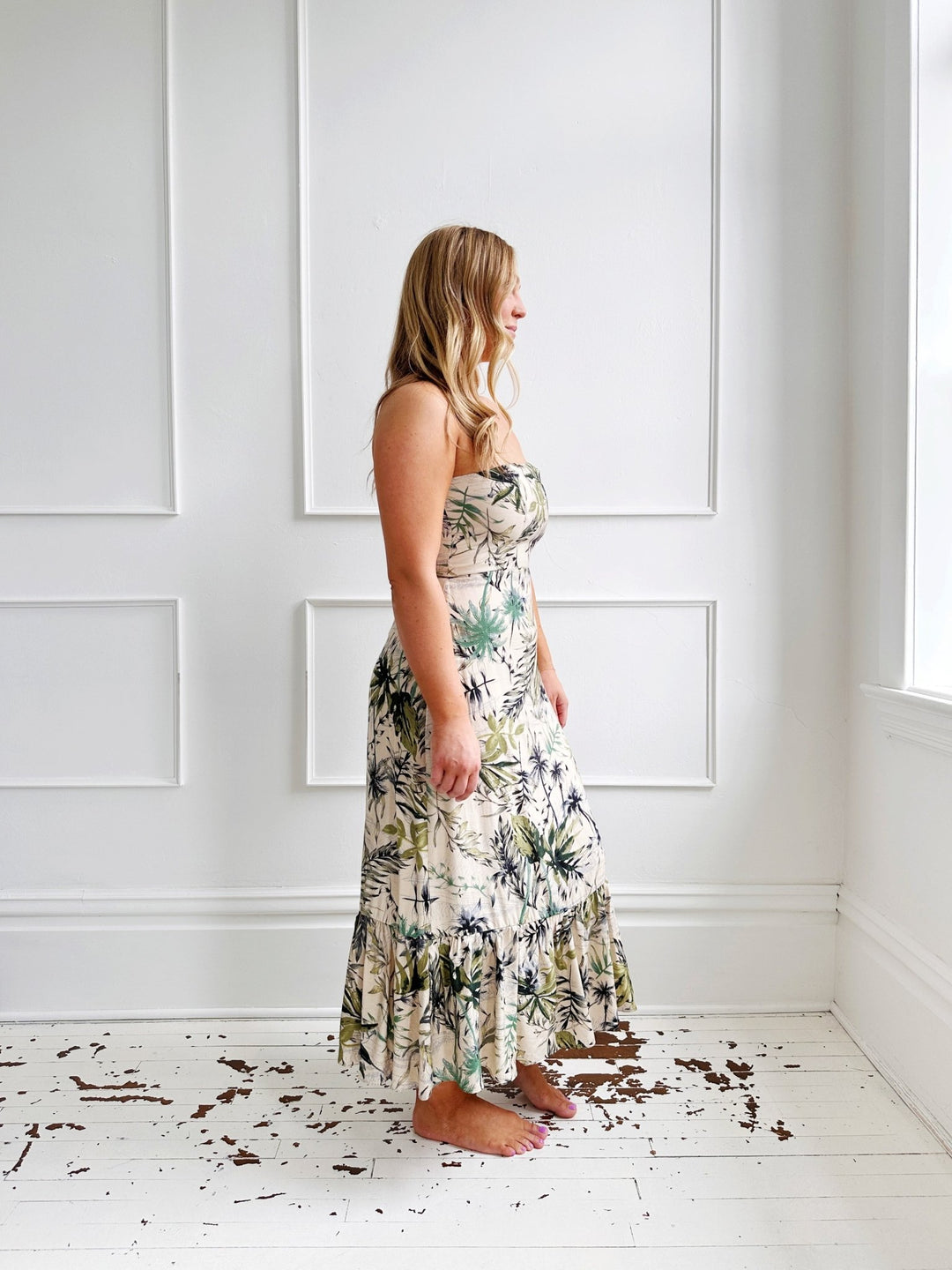 Strapless Midi w/Ruffle Hem - Spring Sweet
