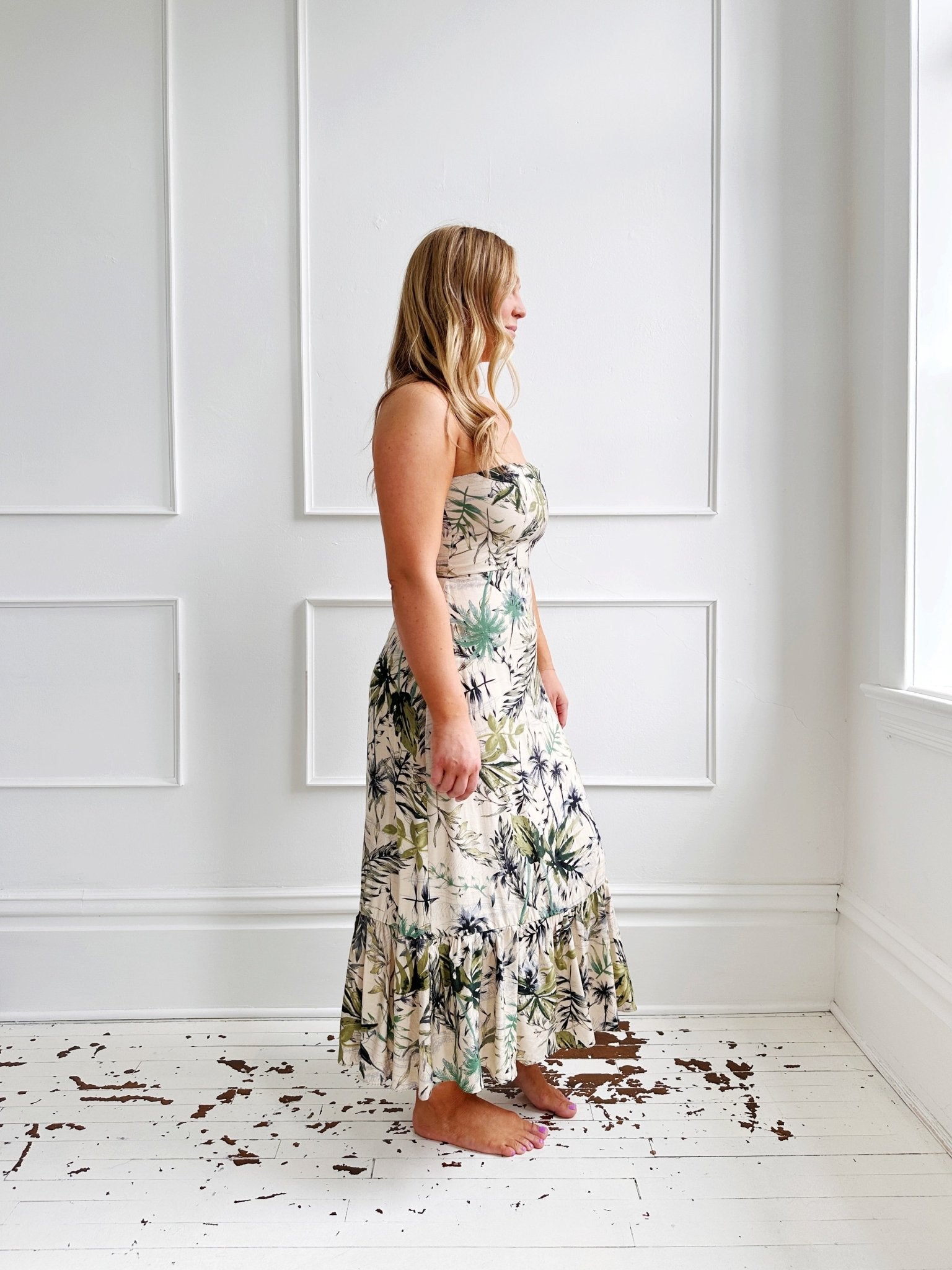 Strapless Midi w/Ruffle Hem - Spring Sweet