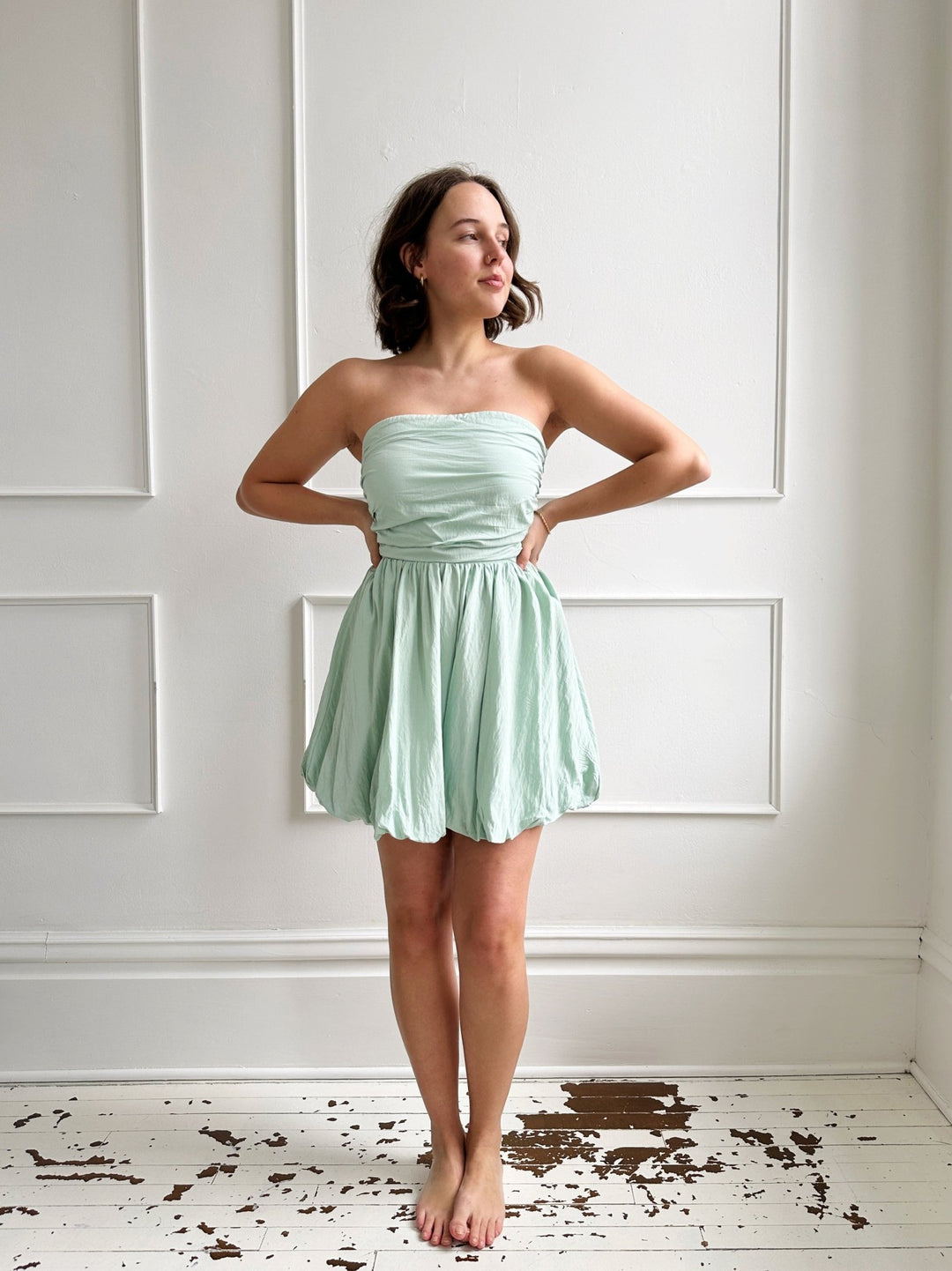 Strapless Mini Dress w/Bubble Hem - Spring Sweet