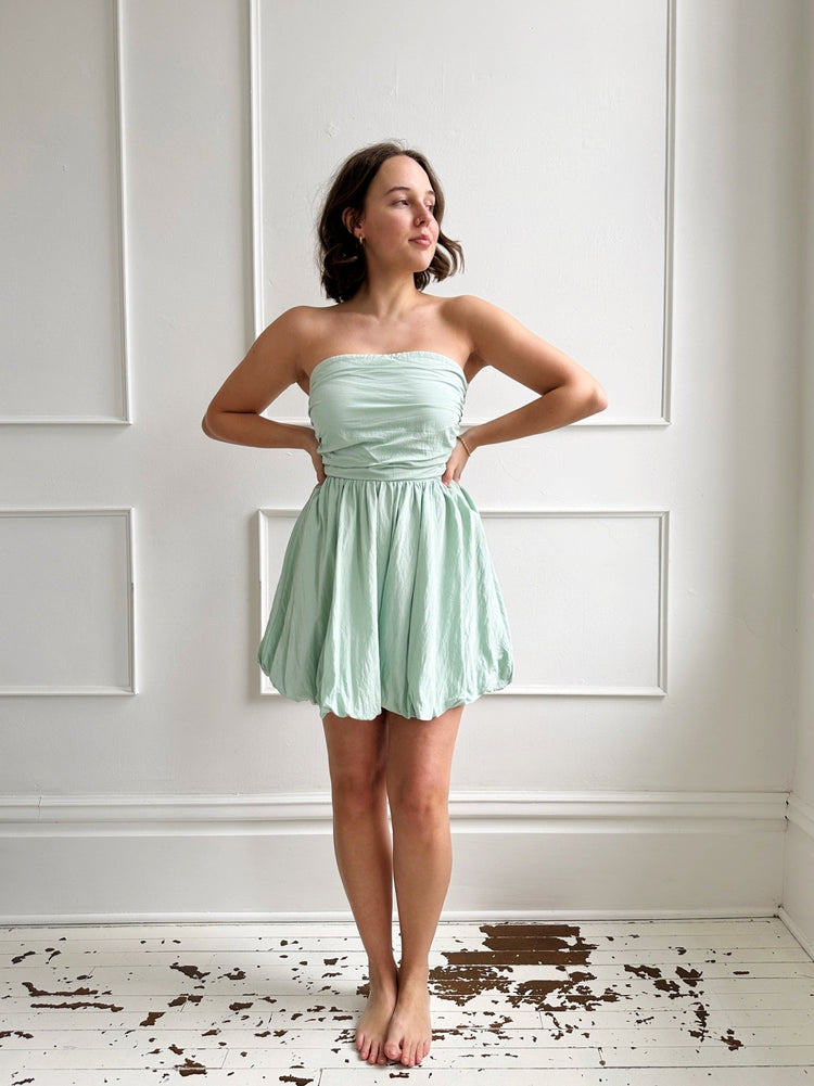 Strapless Mini Dress w/Bubble Hem - Spring Sweet