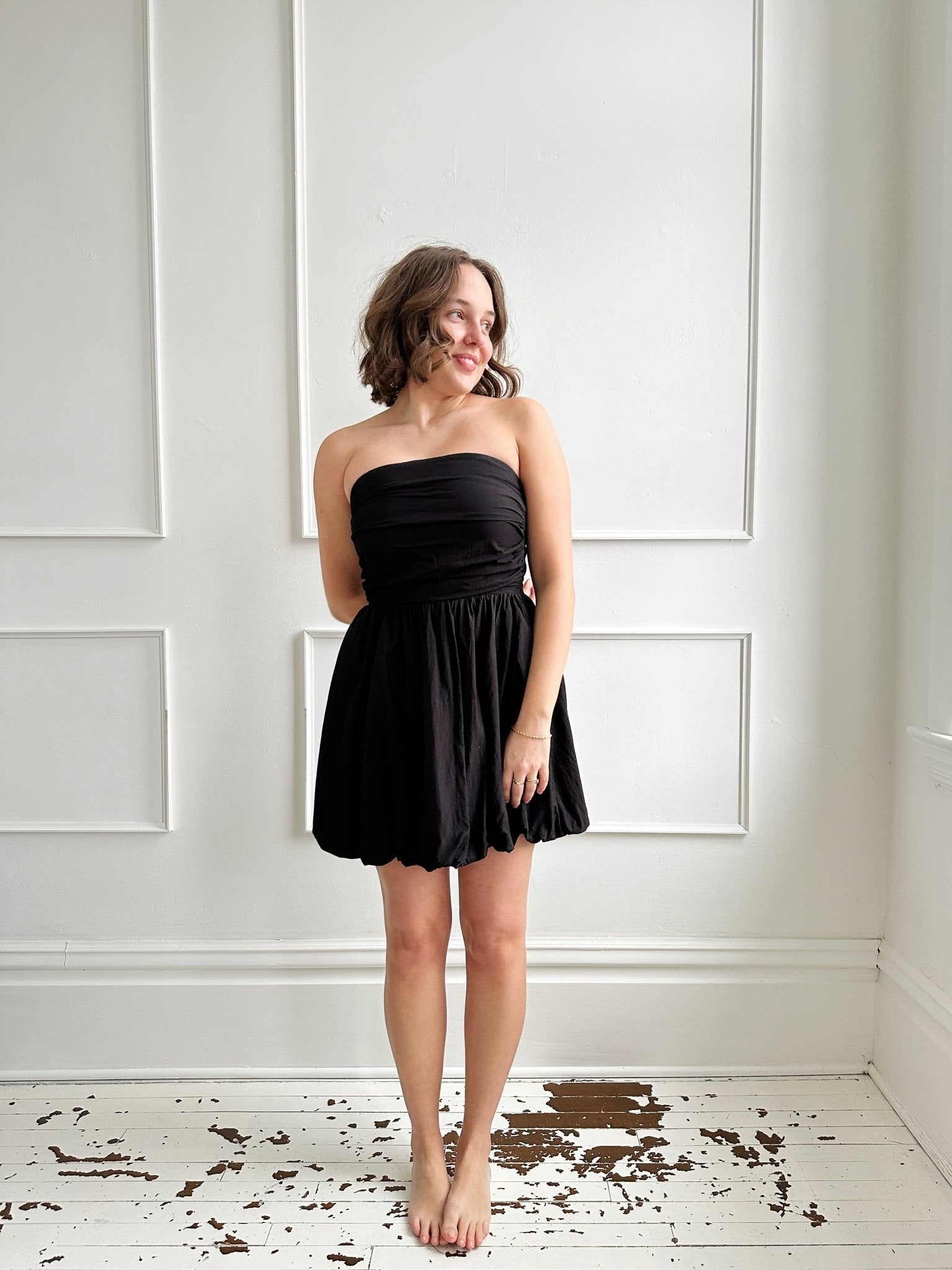 Strapless Mini Dress w/Bubble Hem - Spring Sweet