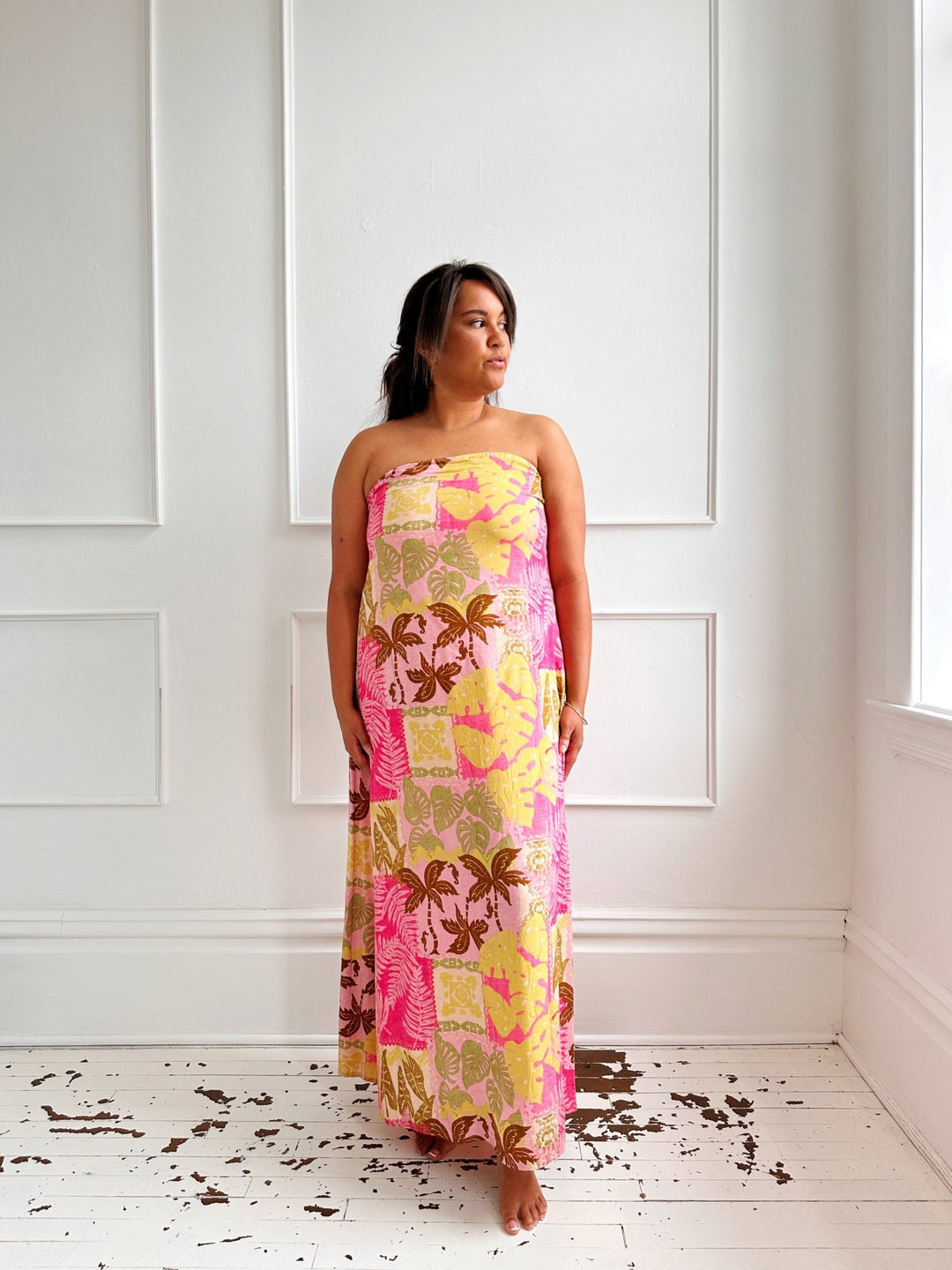 Strapless Printed Midi Sundress - Spring Sweet