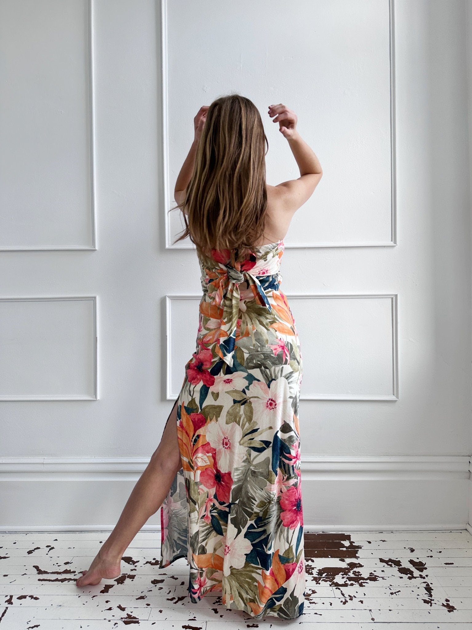 Strapless Tie Back Maxi Dress - Spring Sweet