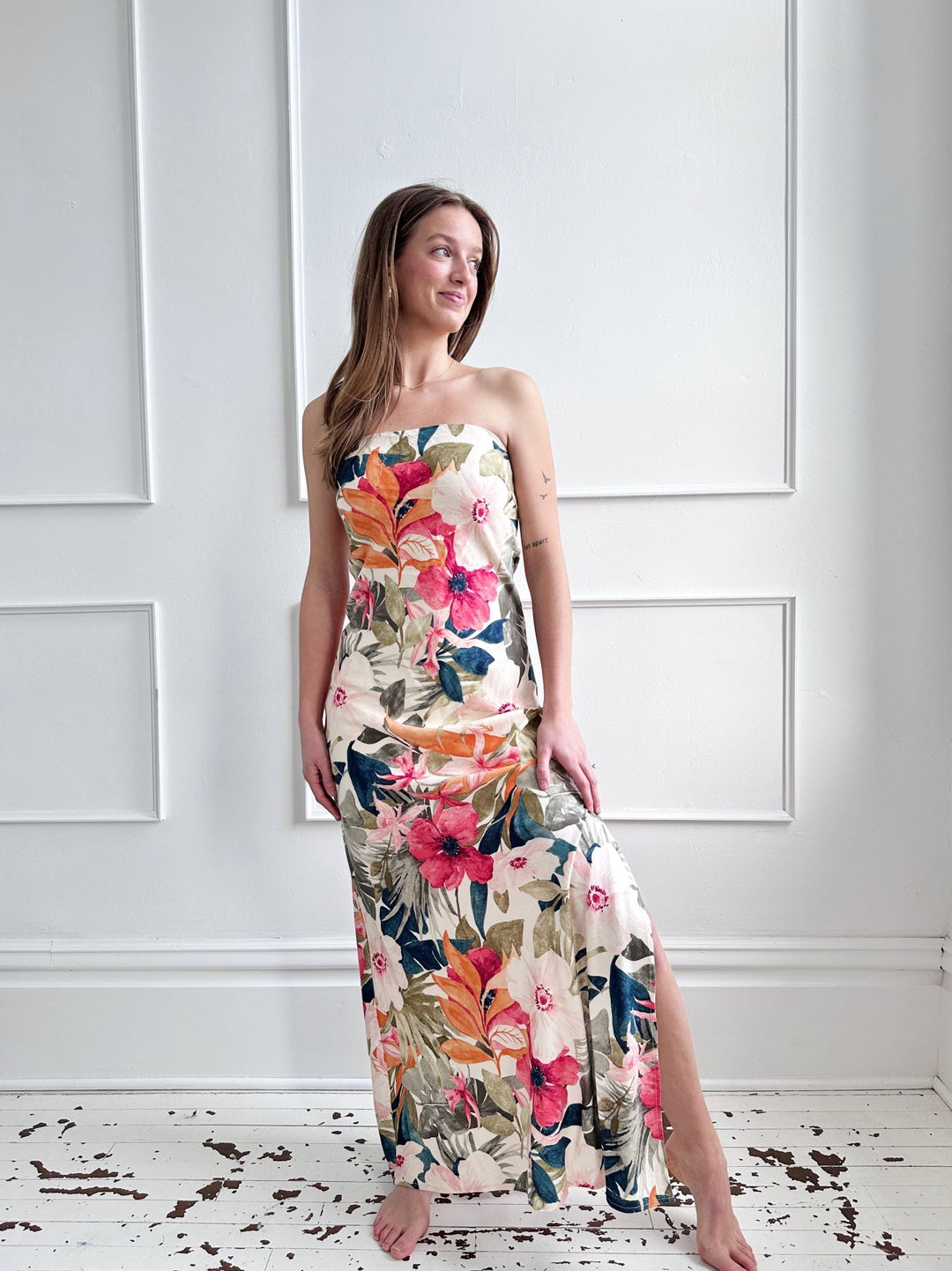 Strapless Tie Back Maxi Dress - Spring Sweet