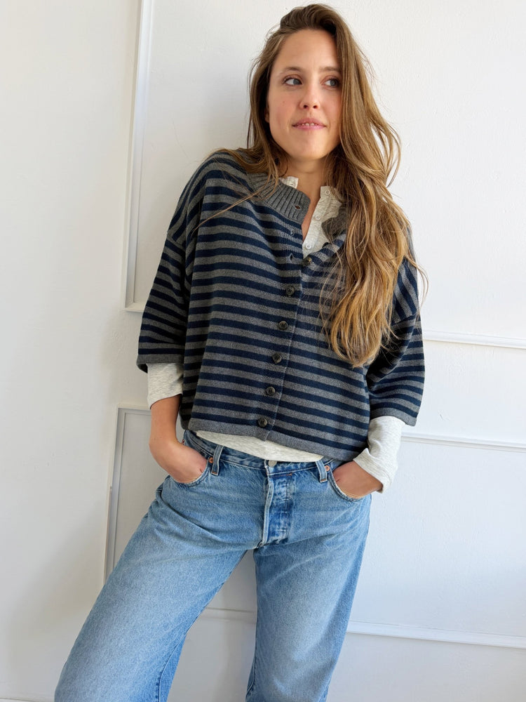 Stripe Boxy Cardigan - Spring Sweet