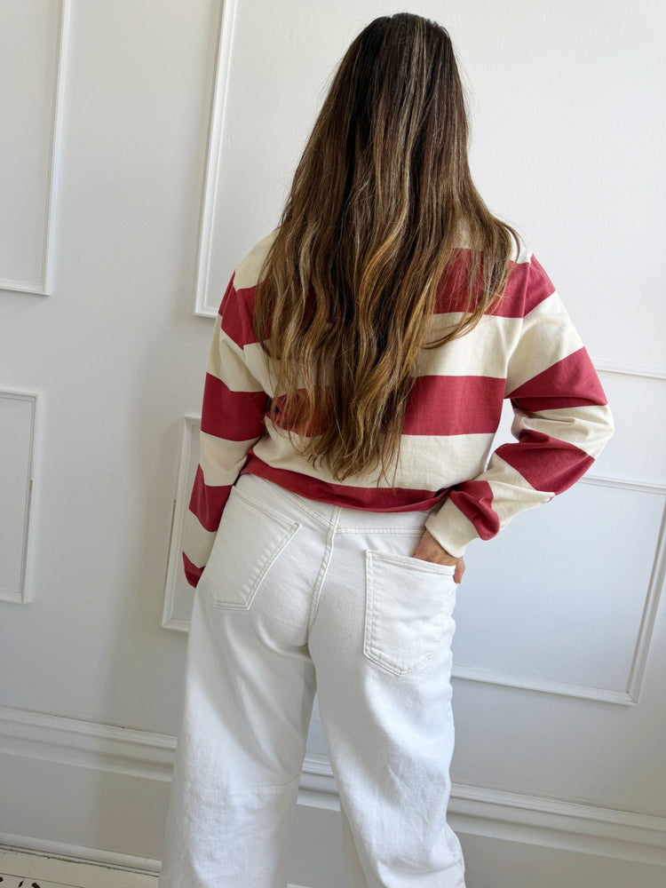 Stripe Cropped Polo - Spring Sweet