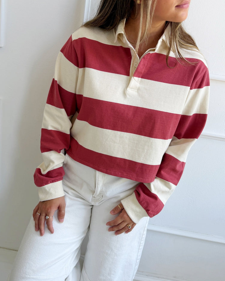 Stripe Cropped Polo - Spring Sweet