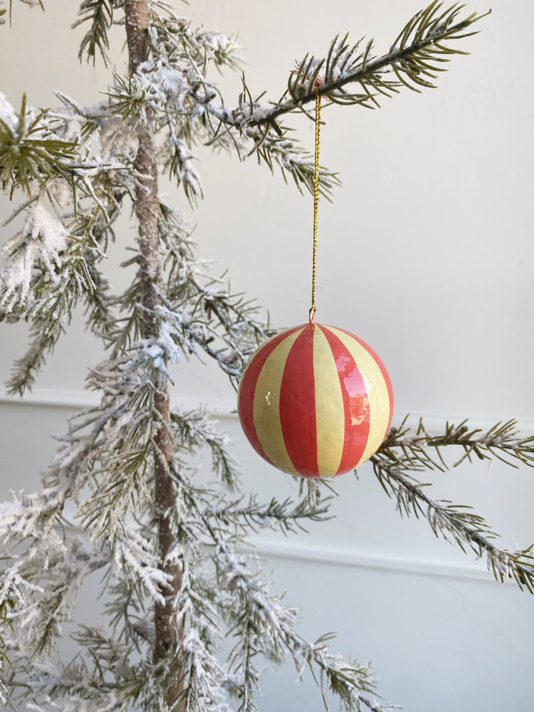 Stripe Paper Mache Ornamnet - Spring Sweet